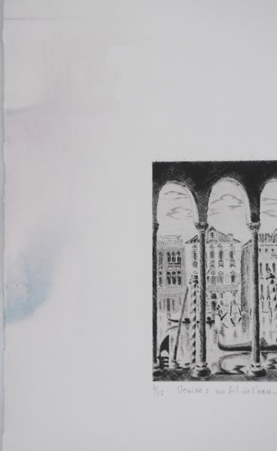 Camille COMBE : Au fil de l'eau, Gravure originale signée