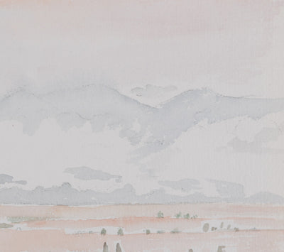 Camille COMBE : Le bourg au pied des cimes, Aquarelle originale (photo de détail 5) - Crédit photo : Galerie Art.Paris