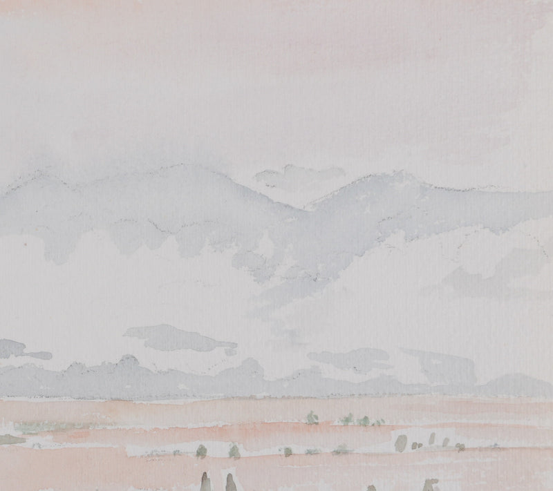 Camille COMBE : Le bourg au pied des cimes, Aquarelle originale (photo de détail 5) - Crédit photo : Galerie Art.Paris