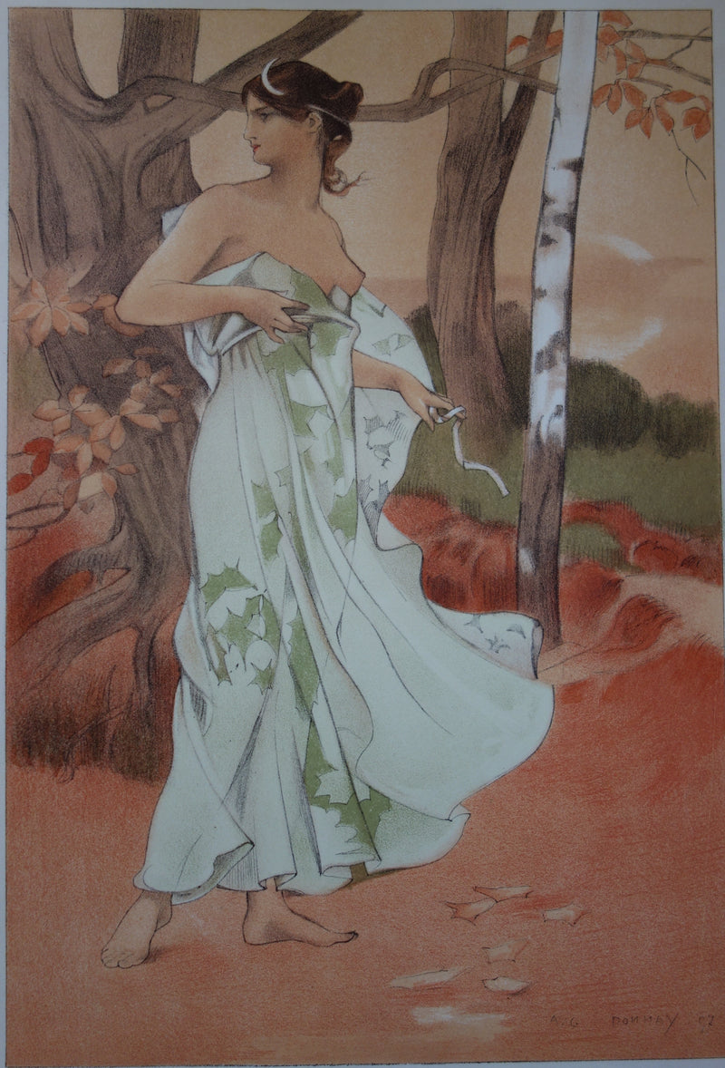Auguste DONNAY : Artémis, Lithographie originale signée