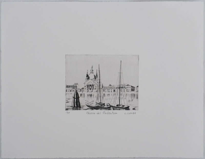Camille COMBE : Chiesa del Redentore, Gravure originale signée