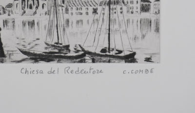 Camille COMBE : Chiesa del Redentore, Gravure originale signée