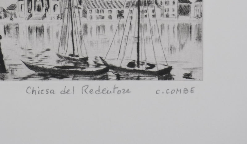 Camille COMBE : Chiesa del Redentore, Gravure originale signée
