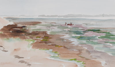 Camille COMBE : Écume tranquille, Aquarelle originale signée