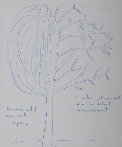 Christian SAINSAULIEU : La théorie des arbres, Autographe et dessin original signé