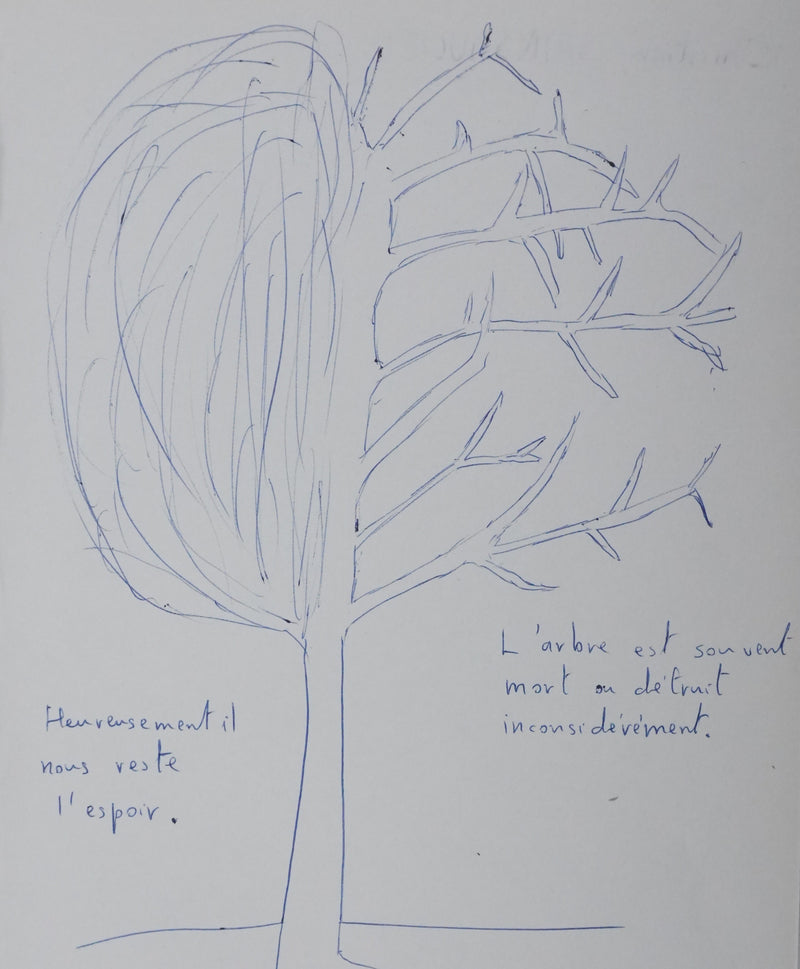 Christian SAINSAULIEU : La théorie des arbres, Autographe et dessin original signé