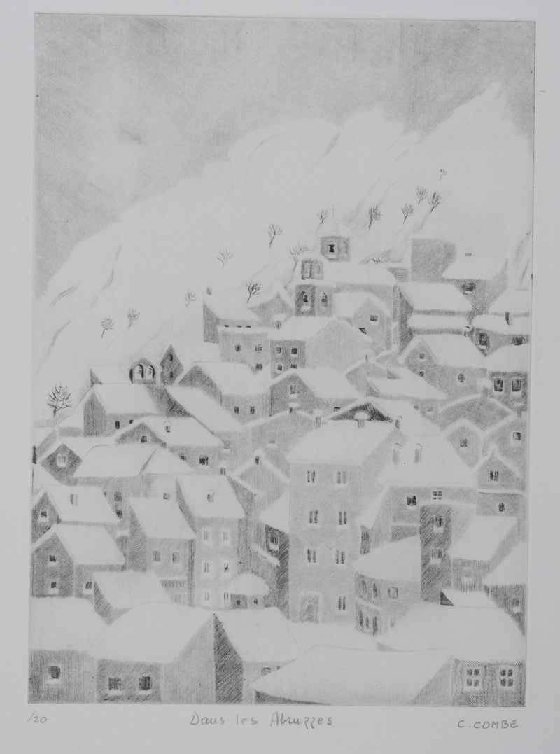 Camille COMBE : Dans les Abruzzes, Gravure originale signée