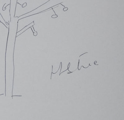 Philippe MESTRE : L'arbre aux formes rondes, Autographe et dessin original signé