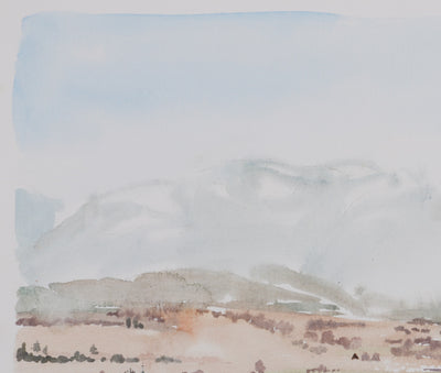 Camille COMBE : L’écrin des montagnes, Aquarelle originale signée