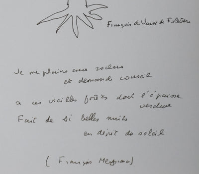 François DE VAUX DE FOLETIER : L'arbre à l'épaisse verdure, Autographe et dessin original signé