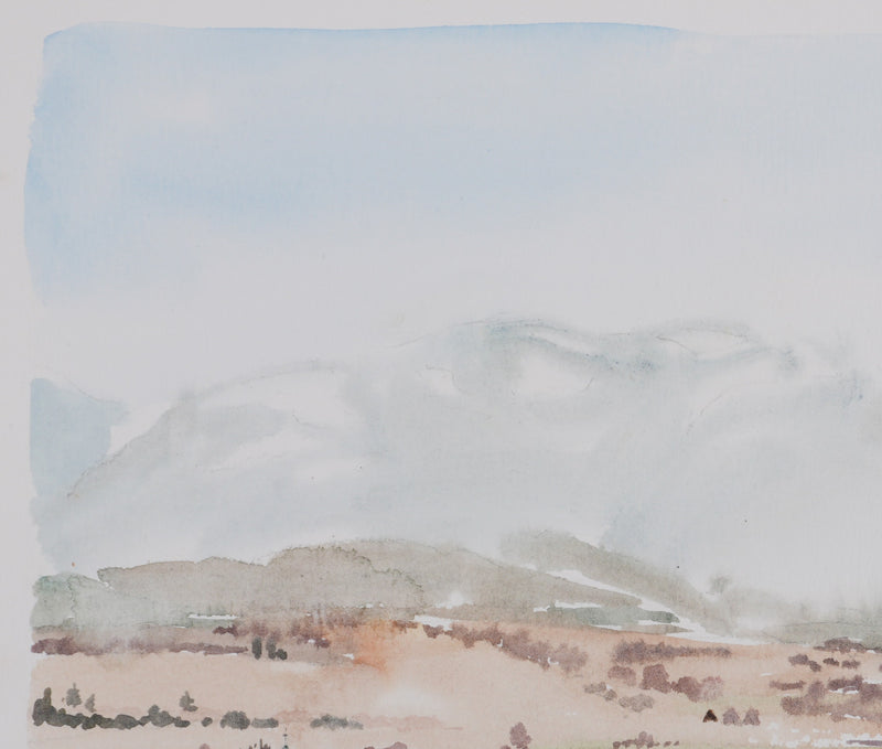 Camille COMBE : L’écrin des montagnes, Aquarelle originale signée