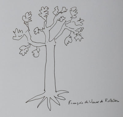 François DE VAUX DE FOLETIER : L'arbre à l'épaisse verdure, Autographe et dessin original signé