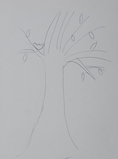 Paulette MESTRE : L'arbre aux petites feuilles, Autographe et dessin original signé