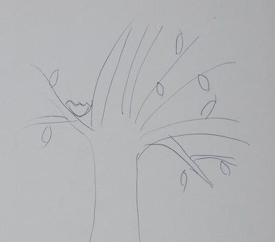 Paulette MESTRE : L'arbre aux petites feuilles, Autographe et dessin original signé