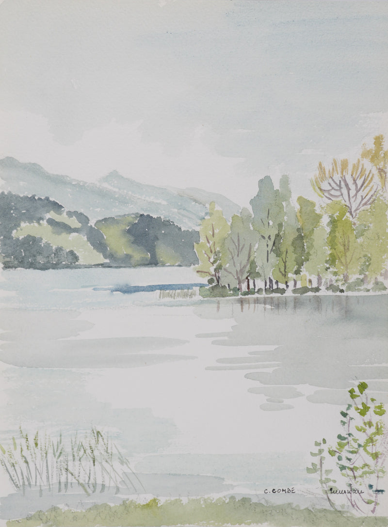 Camille COMBE : La forêt du lac, Aquarelle originale (vue générale) - Crédit photo : Galerie Art.Paris