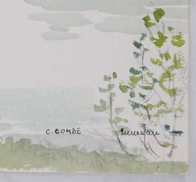 Camille COMBE : La forêt du lac, Aquarelle originale (photo de détail 2) - Crédit photo : Galerie Art.Paris
