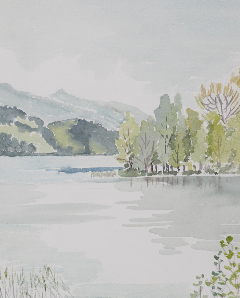 Camille COMBE : La forêt du lac, Aquarelle originale (photo de détail 3) - Crédit photo : Galerie Art.Paris