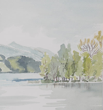 Camille COMBE : La forêt du lac, Aquarelle originale (photo de détail 4) - Crédit photo : Galerie Art.Paris