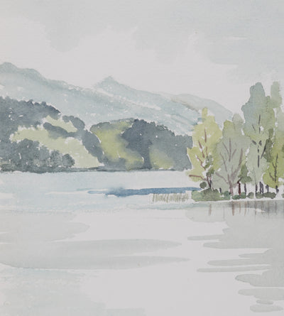 Camille COMBE : La forêt du lac, Aquarelle originale (photo de détail 6) - Crédit photo : Galerie Art.Paris
