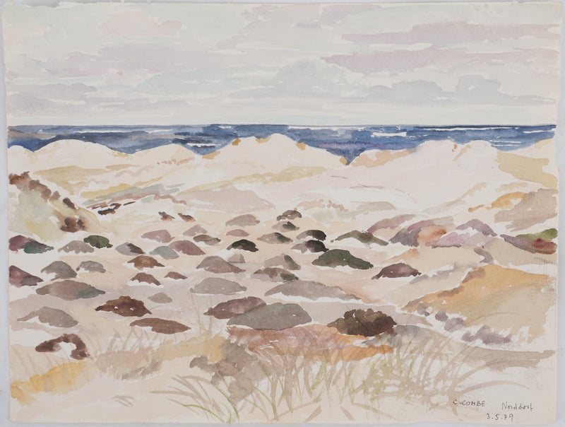 Camille COMBE : Bord de mer à Norddorf , Aquarelle originale signée