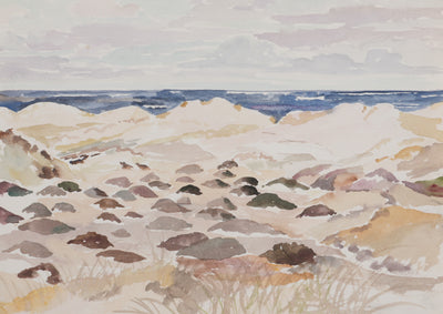 Camille COMBE : Bord de mer à Norddorf , Aquarelle originale signée