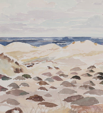 Camille COMBE : Bord de mer à Norddorf , Aquarelle originale signée