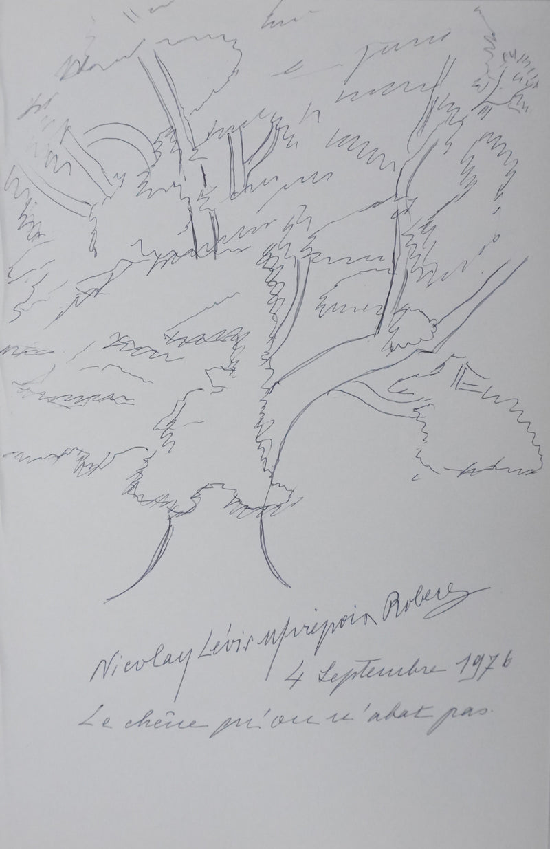 Princesse DE NICOLAY LEVIS-MIREPOIX DE ROBECQ : A travers le feuillage, Autographe et dessin original signé