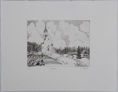 Camille COMBE :  Mosern, Gravure originale signée
