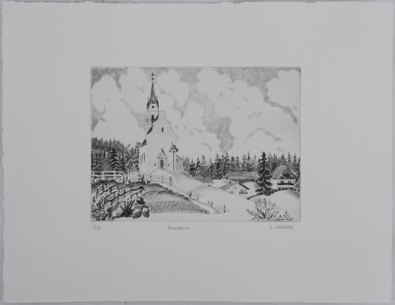 Camille COMBE :  Mosern, Gravure originale signée