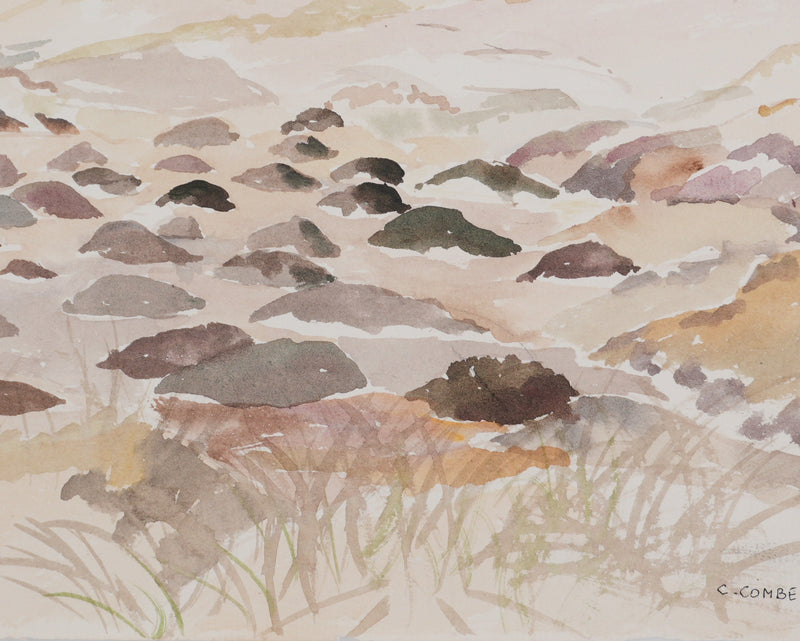 Camille COMBE : Bord de mer à Norddorf , Aquarelle originale signée