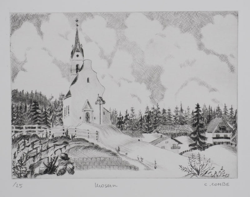 Camille COMBE :  Mosern, Gravure originale signée