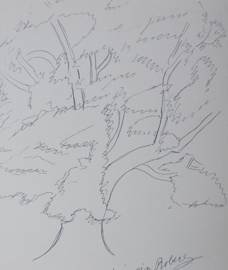 Princesse DE NICOLAY LEVIS-MIREPOIX DE ROBECQ : A travers le feuillage, Autographe et dessin original signé