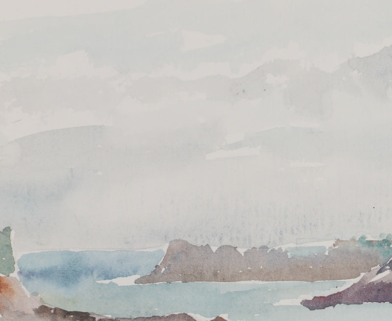 Camille COMBE : Bretagne, Plage à Cancale, Aquarelle originale signée