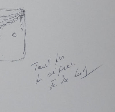 Françoise DU LUDE : L'arbre en pot, Autographe et dessin original signé