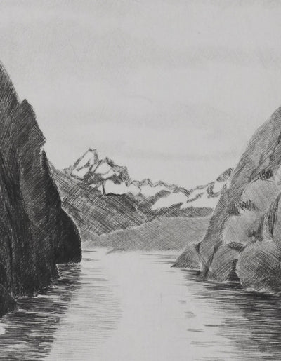 Camille COMBE : Au pays des Trolls, Gravure originale signée