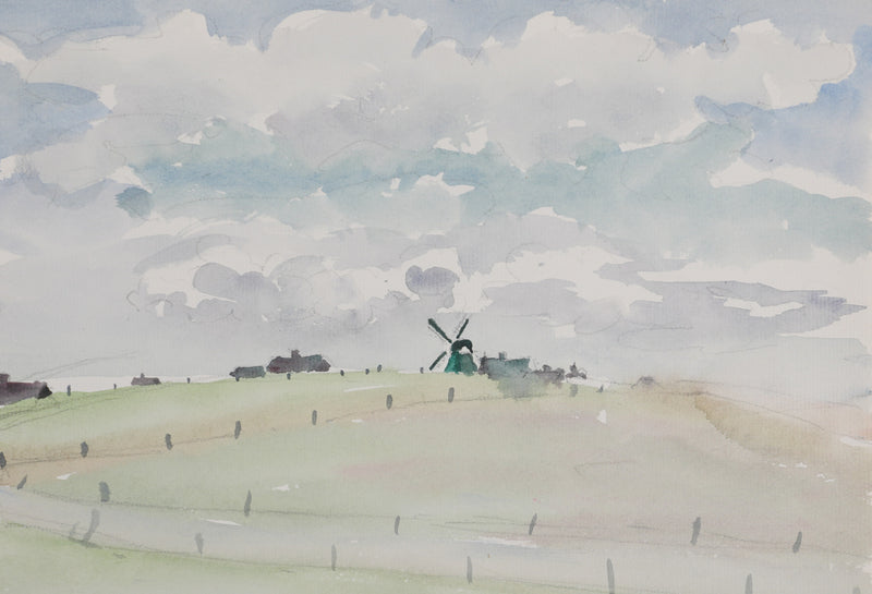 Camille COMBE : Le moulin à travers les prés, Aquarelle originale (photo de détail 3) - Crédit photo : Galerie Art.Paris