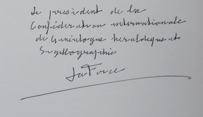 Duc Jacques DE LA FORCE : L'arbre des origines, Autographe et dessin original signé