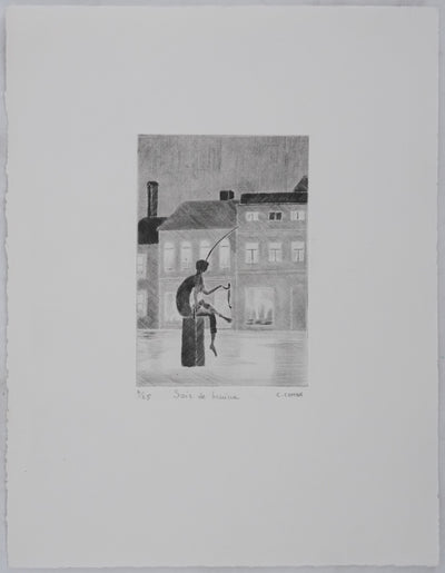 Camille COMBE : Soir de lumière, Gravure originale signée