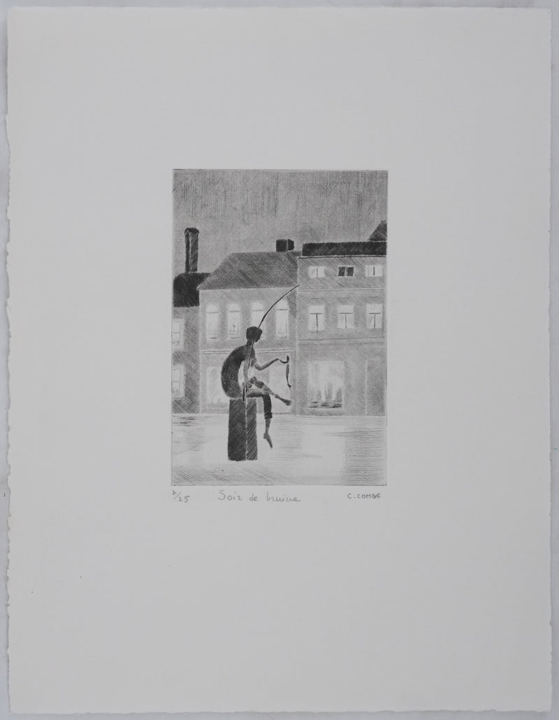 Camille COMBE : Soir de lumière, Gravure originale signée