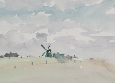 Camille COMBE : Le moulin à travers les prés, Aquarelle originale (photo de détail 4) - Crédit photo : Galerie Art.Paris