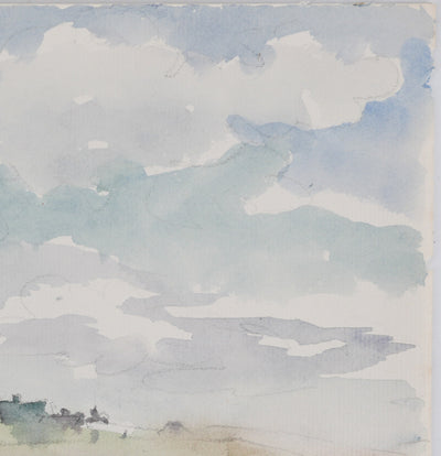 Camille COMBE : Le moulin à travers les prés, Aquarelle originale (photo de détail 6) - Crédit photo : Galerie Art.Paris