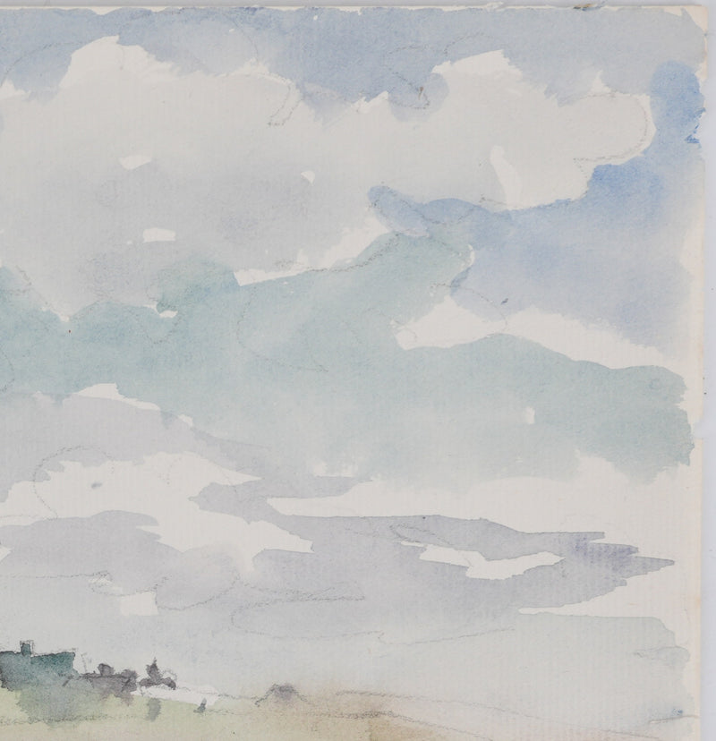 Camille COMBE : Le moulin à travers les prés, Aquarelle originale (photo de détail 6) - Crédit photo : Galerie Art.Paris