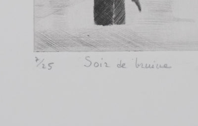 Camille COMBE : Soir de lumière, Gravure originale signée