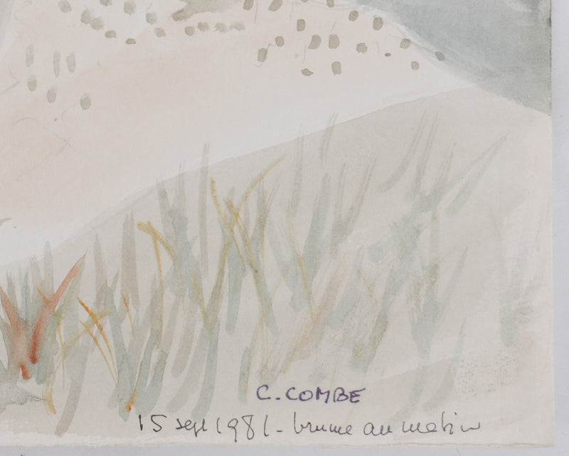 Camille COMBE : Brume au matin, Aquarelle originale signée