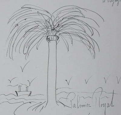 Jacques DE LA ROCHEFOUCAULD, DUC DE LA FORCE : Le palmier royal des Antilles, Autographe et dessin original signé
