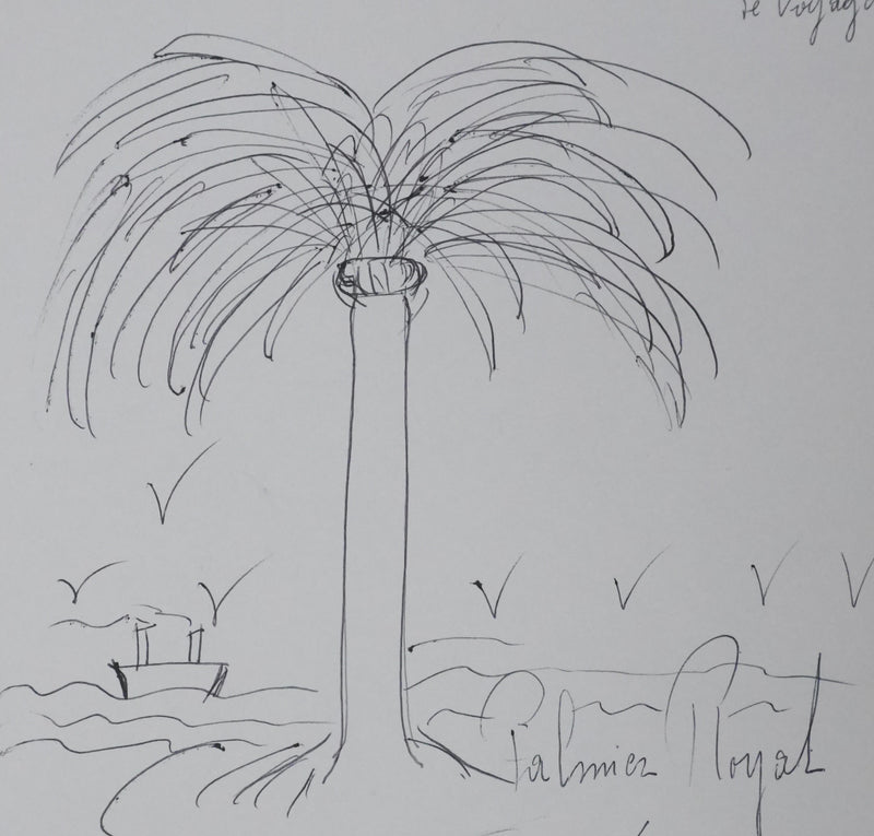 Jacques DE LA ROCHEFOUCAULD, DUC DE LA FORCE : Le palmier royal des Antilles, Autographe et dessin original signé