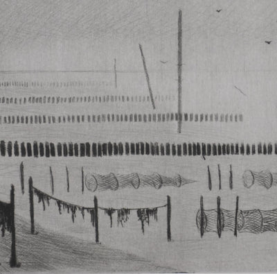 Camille COMBE : Marée basse à Schfutsiel, Gravure originale signée