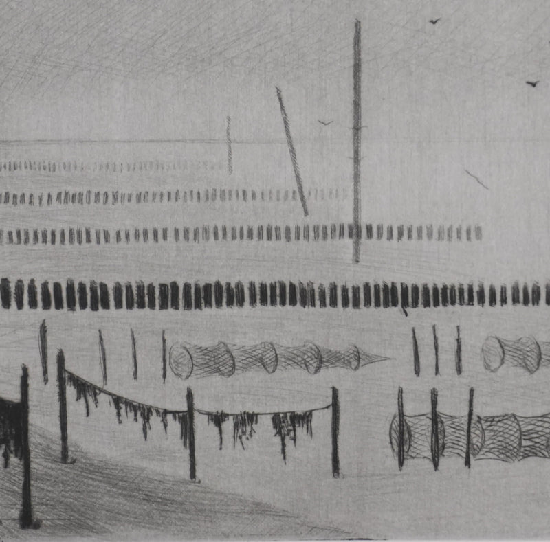 Camille COMBE : Marée basse à Schfutsiel, Gravure originale signée