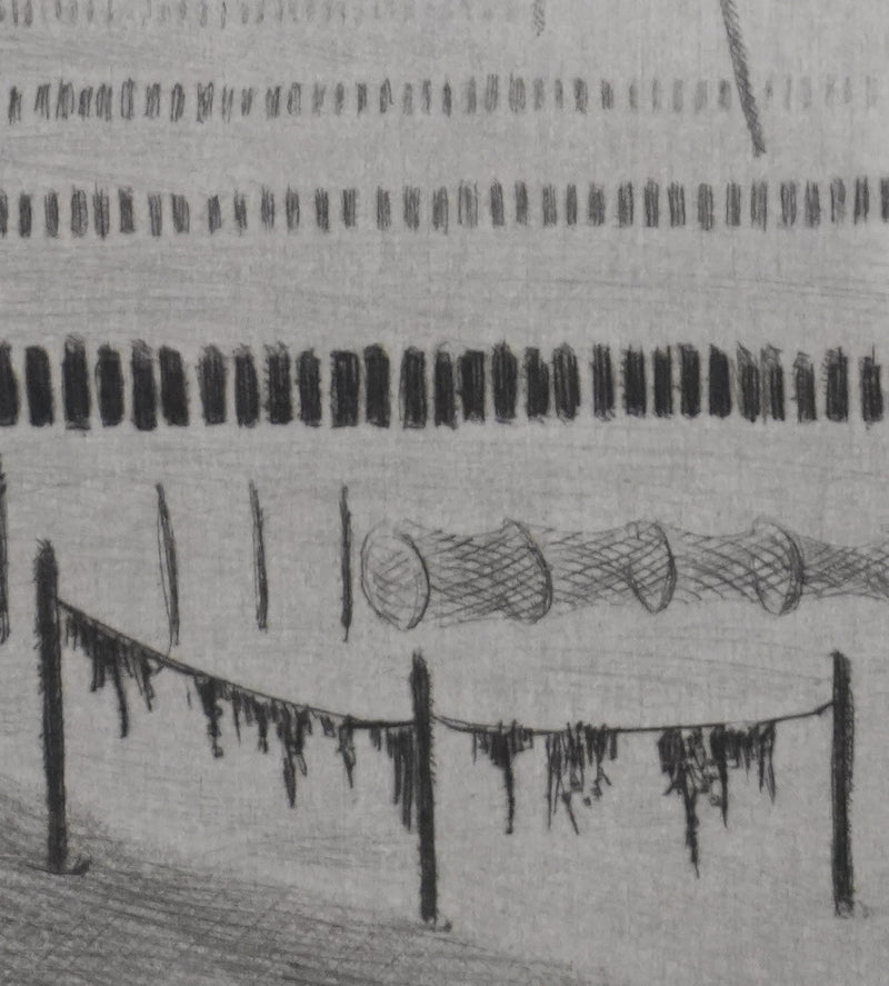 Camille COMBE : Marée basse à Schfutsiel, Gravure originale signée