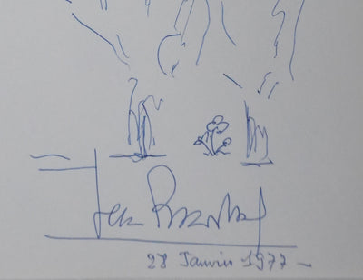 Jean Robert René BRACHARD : Les grands cyprès, Autographe et dessin original signé